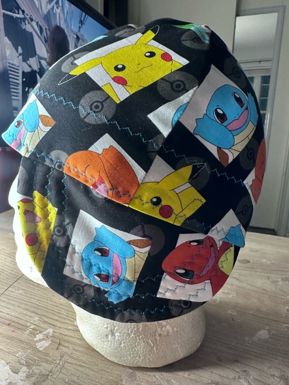 Black Pokémon Print welding cap Pikachu and Friends